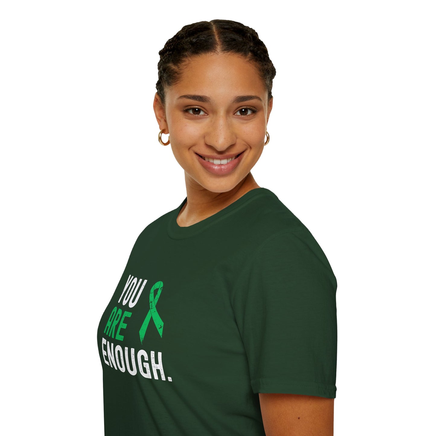 You Are Enough Green Ribbon Soft Tee - Unisex Awareness T-Shirt