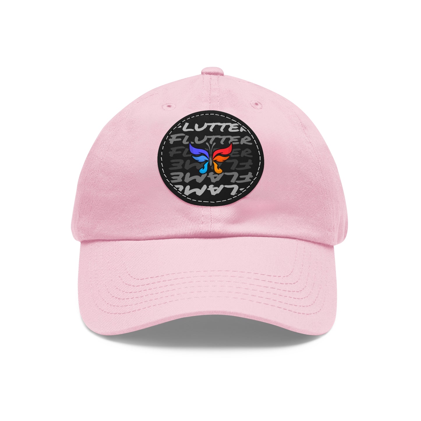 Flutter & Flame Up/Down Logo Dad Hat - Unisex Butterfly Casual Hat with Leather Patch