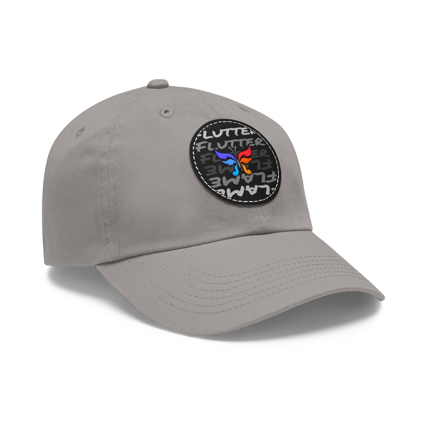 Flutter & Flame Up/Down Logo Dad Hat - Unisex Butterfly Casual Hat with Leather Patch