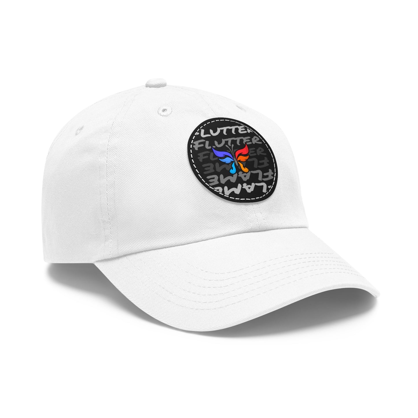 Flutter & Flame Up/Down Logo Dad Hat - Unisex Butterfly Casual Hat with Leather Patch