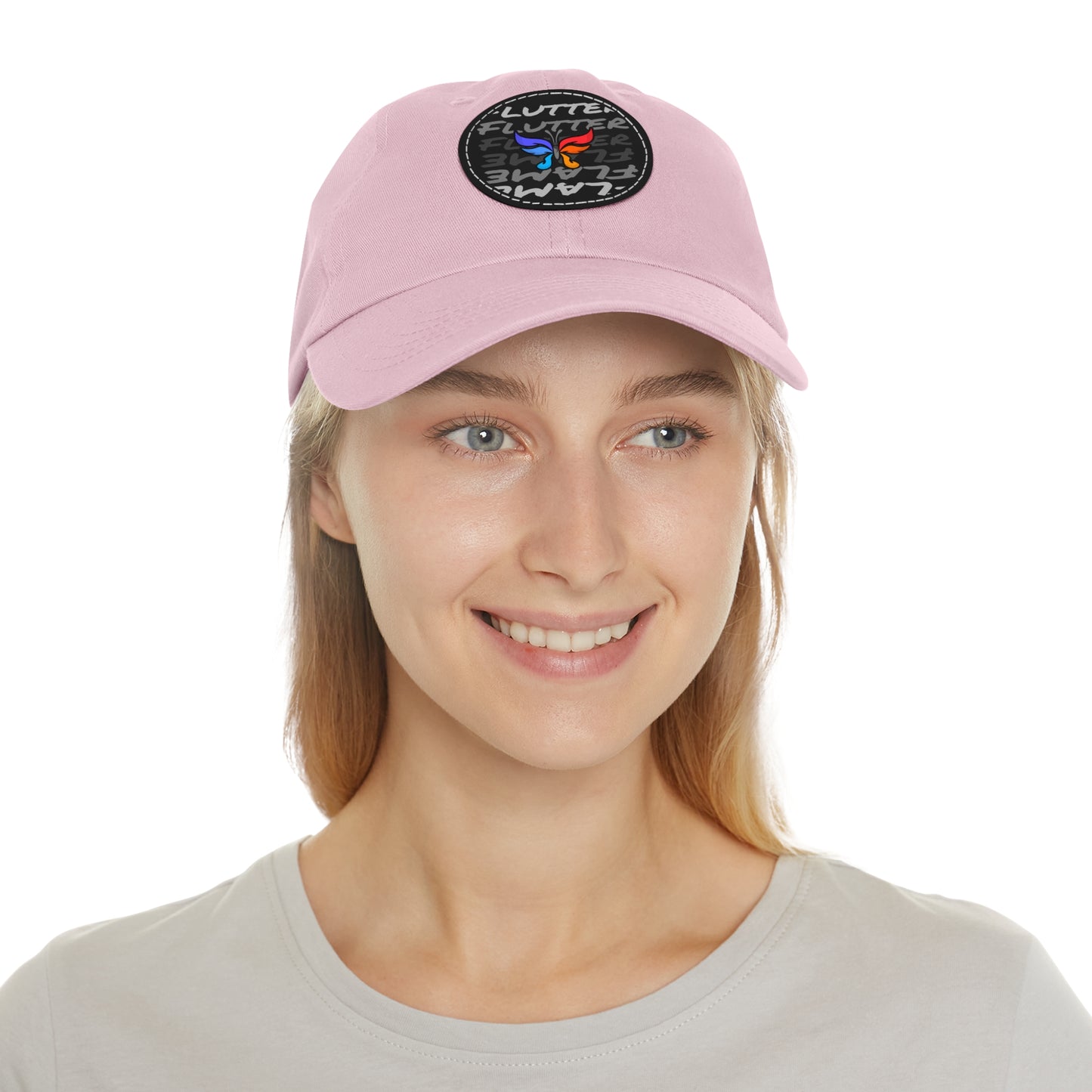 Flutter & Flame Up/Down Logo Dad Hat - Unisex Butterfly Casual Hat with Leather Patch
