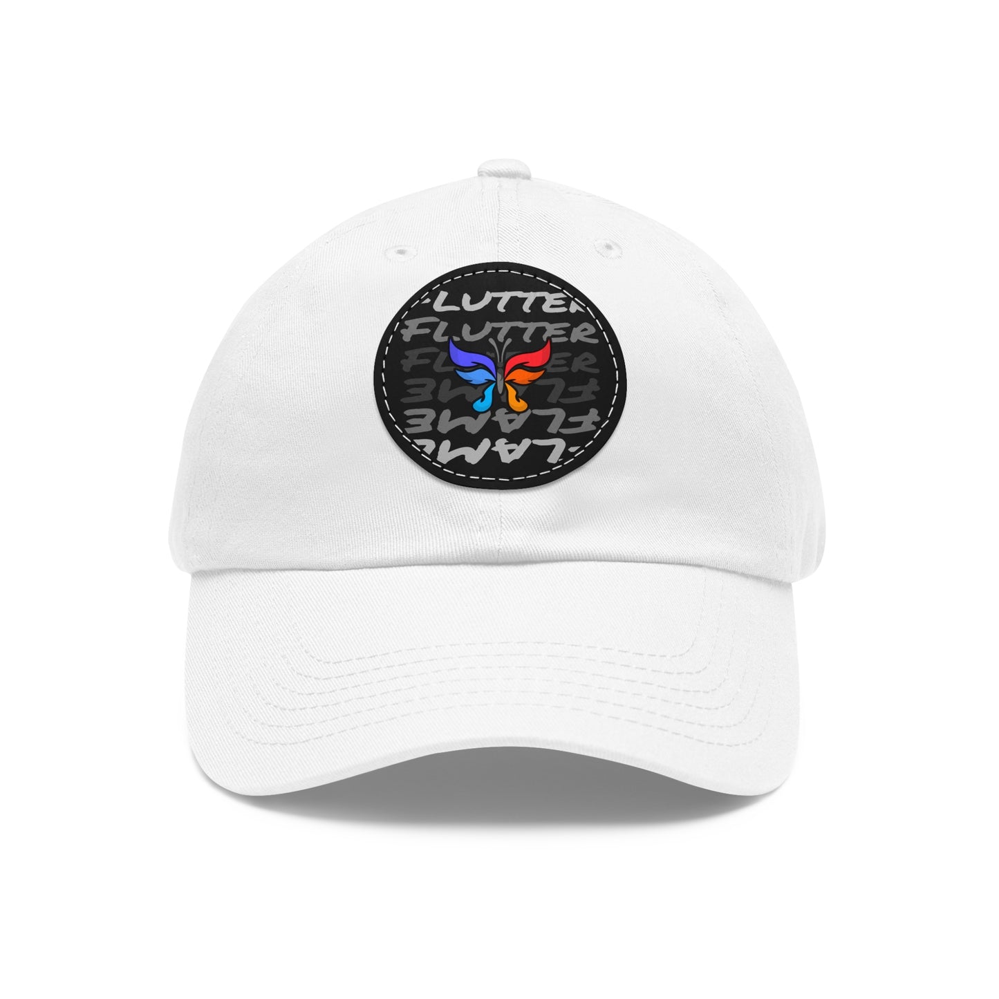 Flutter & Flame Up/Down Logo Dad Hat - Unisex Butterfly Casual Hat with Leather Patch