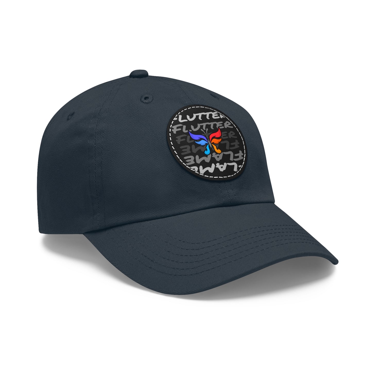 Flutter & Flame Up/Down Logo Dad Hat - Unisex Butterfly Casual Hat with Leather Patch