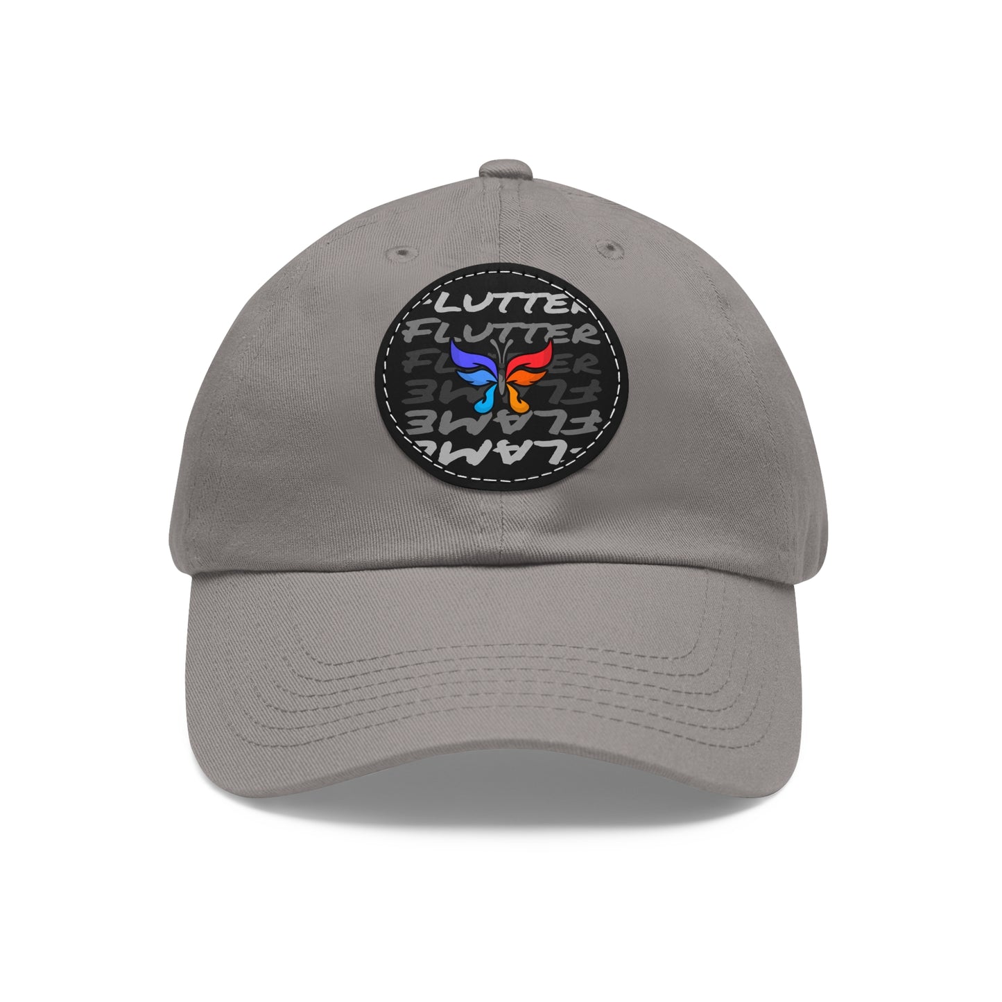 Flutter & Flame Up/Down Logo Dad Hat - Unisex Butterfly Casual Hat with Leather Patch