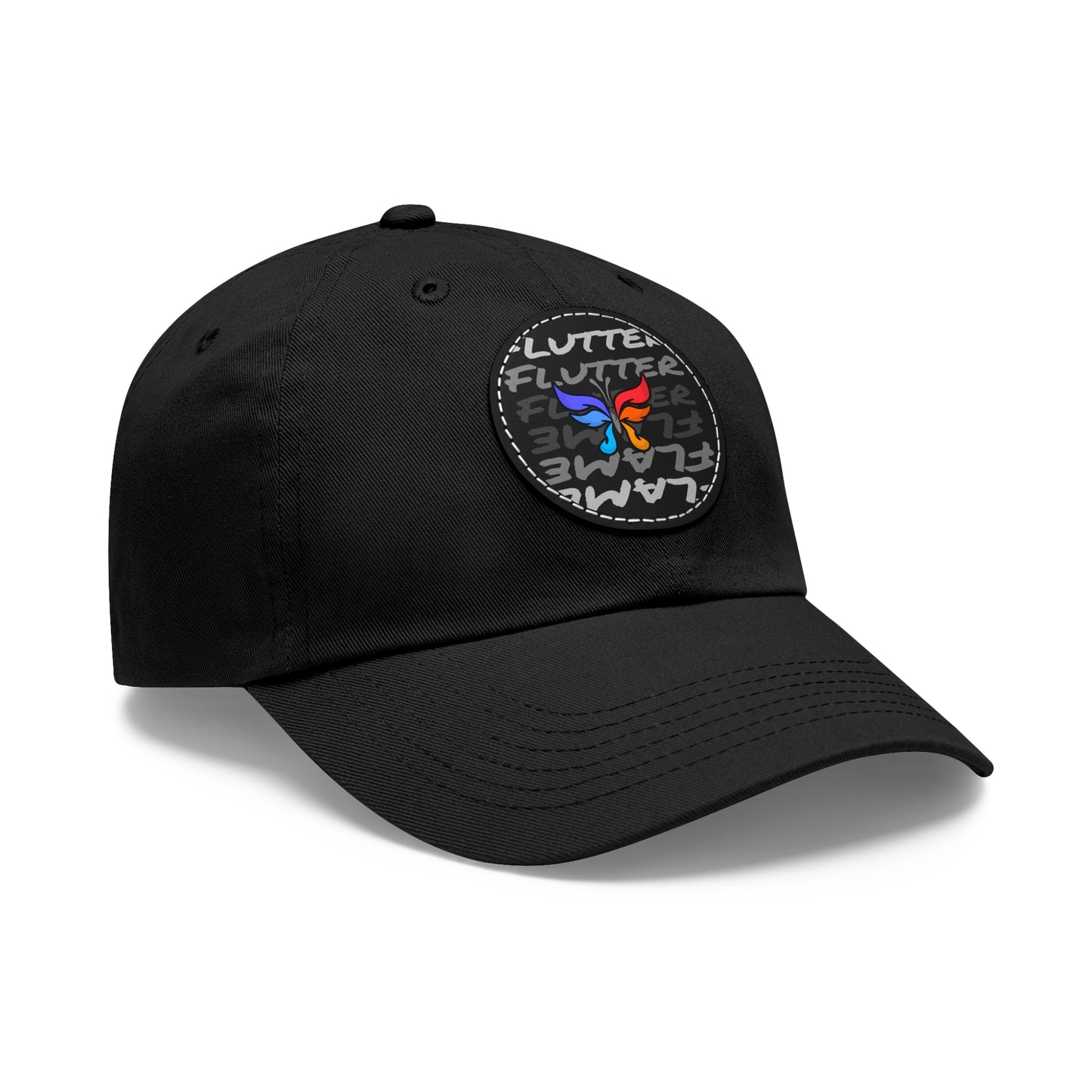 Flutter & Flame Up/Down Logo Dad Hat - Unisex Butterfly Casual Hat with Leather Patch